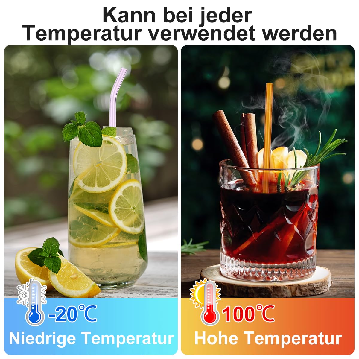 34 Cannucce In Vetro Colorate Riutilizzabili - Curve E Dritte Con Spazzole Di Pulizia | Eco-Friendly E Sicure - Foto 8