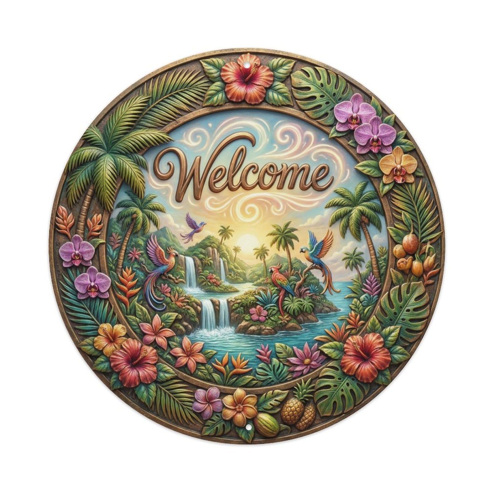 Tgrcjimh Style Metal Tin Sign Tropical Wonder Welcome Exotic Beauty