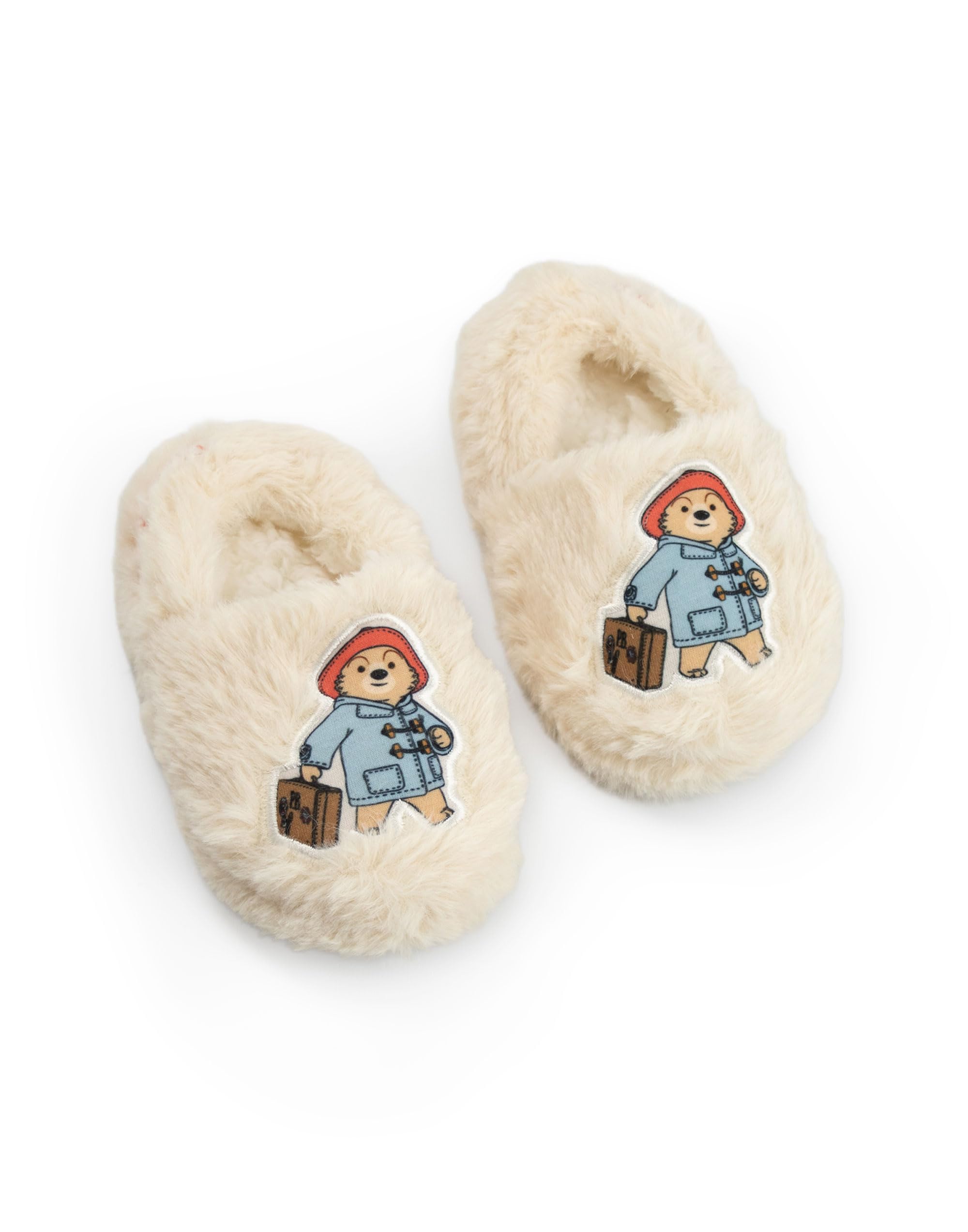 Paddington Pantoufles mocassins unisexes pour enfants, couleur crème, motif ours | Chaussures d'intérieur moelleuses douces à l'effigie de pour se détendre à la maison