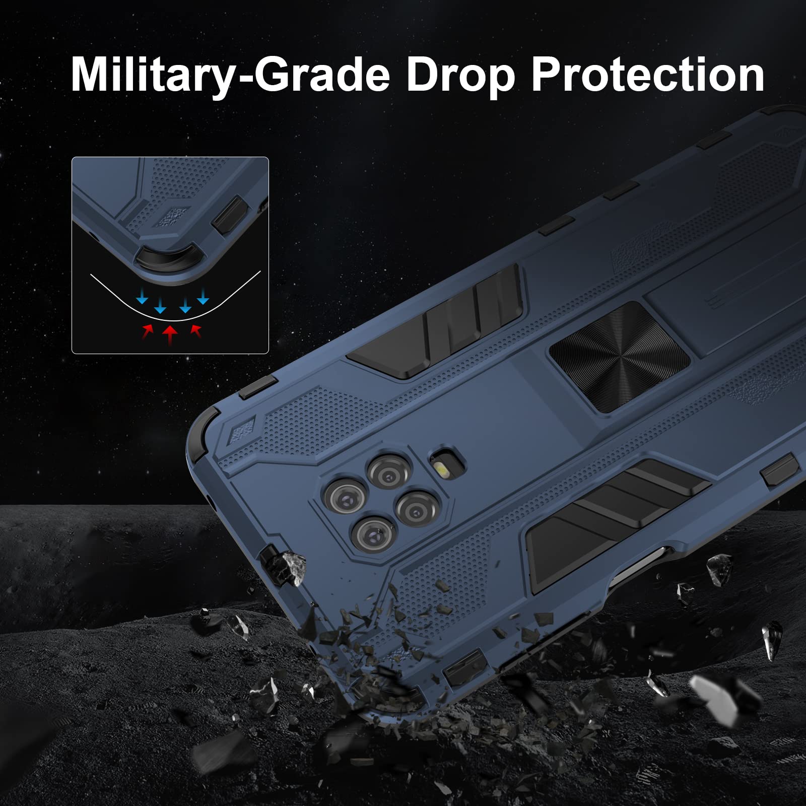 Funda para Xiaomi Redmi Note 15 Pro 5G, Carcasa Antigolpes con Soporte anular metálico, Case Protectora de Grado Militar, Azul — view 759