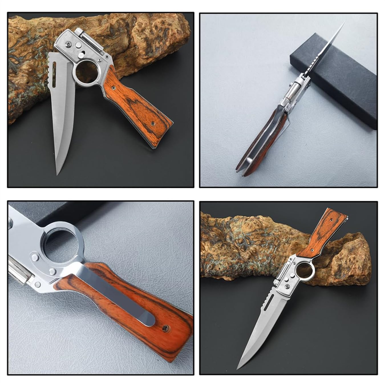 Cuchillo Ak47 EDC Herramienta Multifunción Plegable Portátil Cuchillo para Acampar al Aire Libre Cuchillo de Supervivencia con Luz Adecuado para La Vida Senderismo Camping