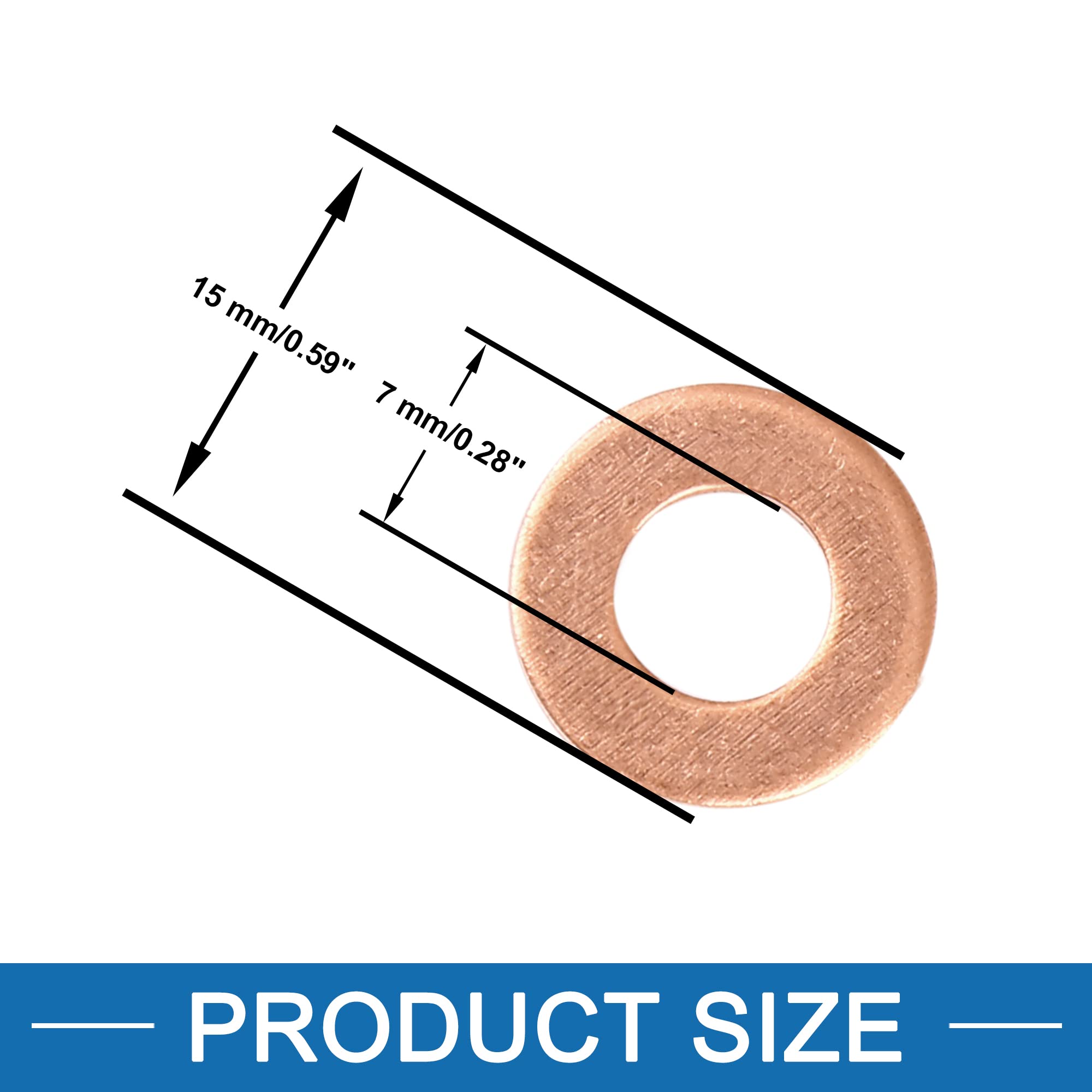 Rondelle In Rame A ABSOPRO Rame Rondella 7 X 15 X 1.5mm Piatto