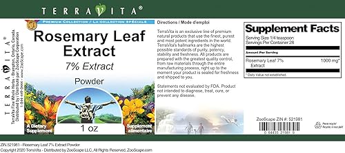 Miniatura 3 de Terravita Hoja de romero 7% Extracto en polvo (1 oz, ZIN 521981) - Paquete de 2