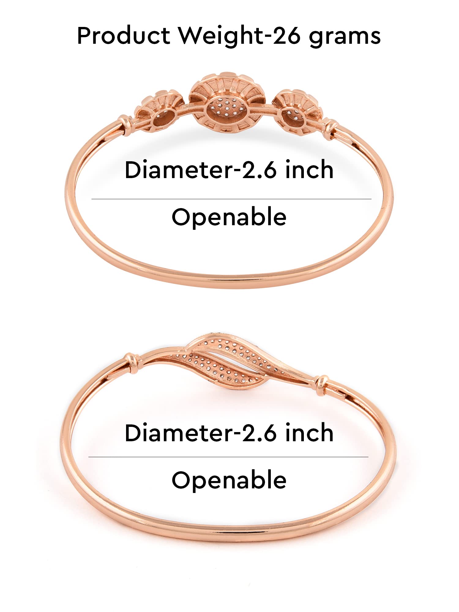 2 CZ Brass Kada Style Bracelet For Women