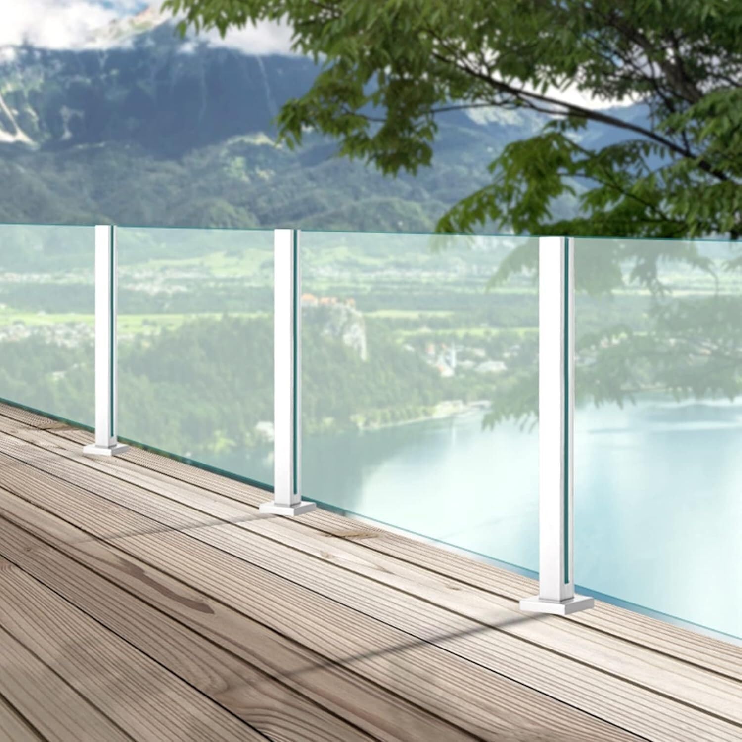 ZCX Paletto per Ringhiera Ringhiera in vetro bianco, connettore for balaustre in vetro in acciaio inossidabile for scale del corridoio del balcone del ponte Acciaio Inossidabile(Mid Post,95cm/37.4 in)