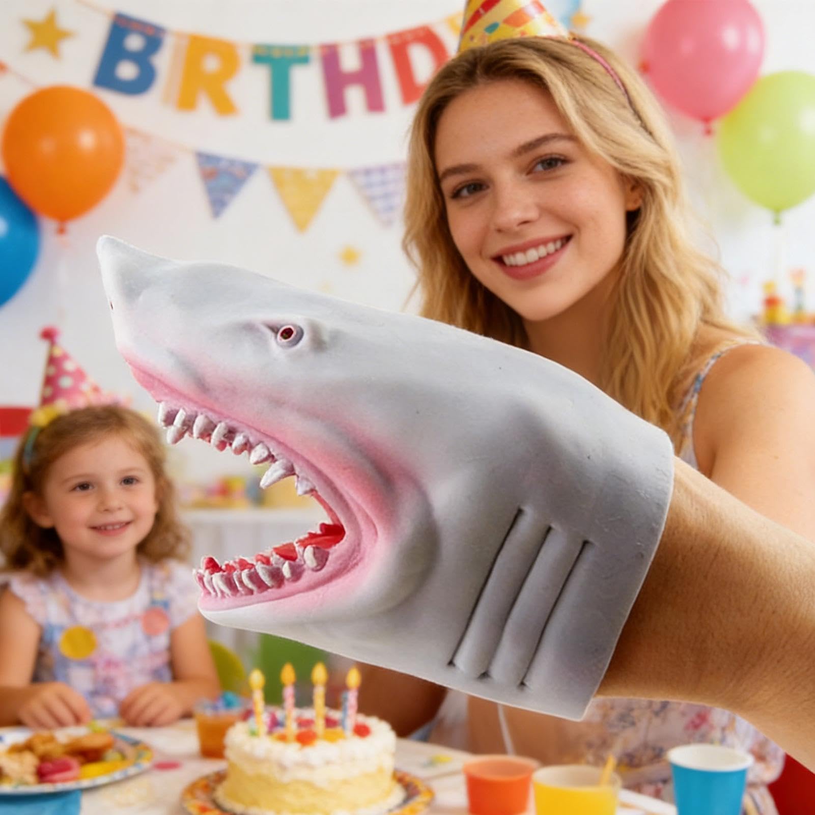Shark Puppet - Realistic Interactive Hand Toy | Party Favor Puppet, Fun Role Play Shark Toy For Boys Girls, Bath Pool Home Party School Classroom Playroom Entertainment Educational Creative Activity