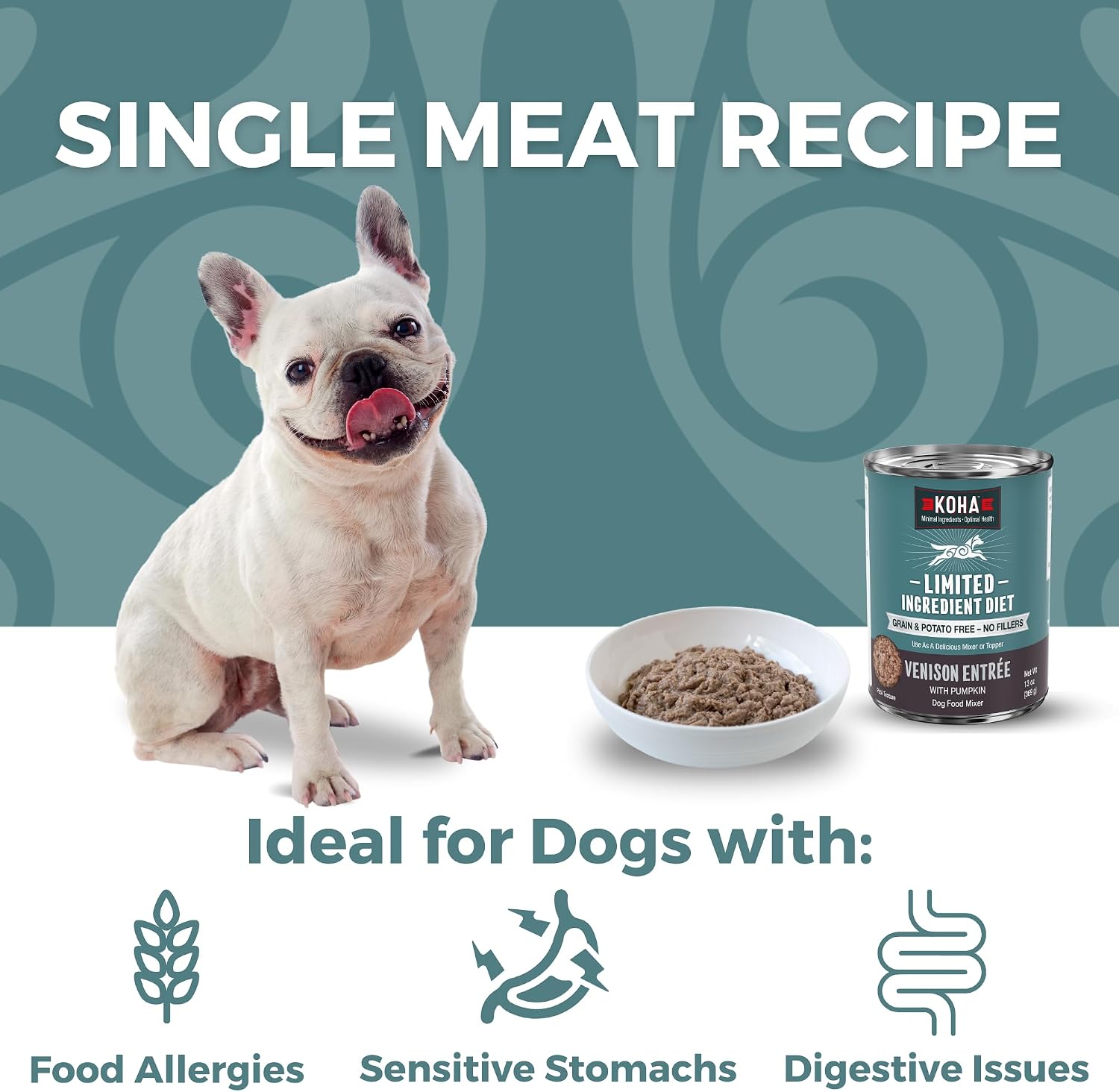 KOHA Venison Entrée for Dogs - Grain Free No Fillers Sensitive Stomach 13 oz Trial Pack (3 Cans)