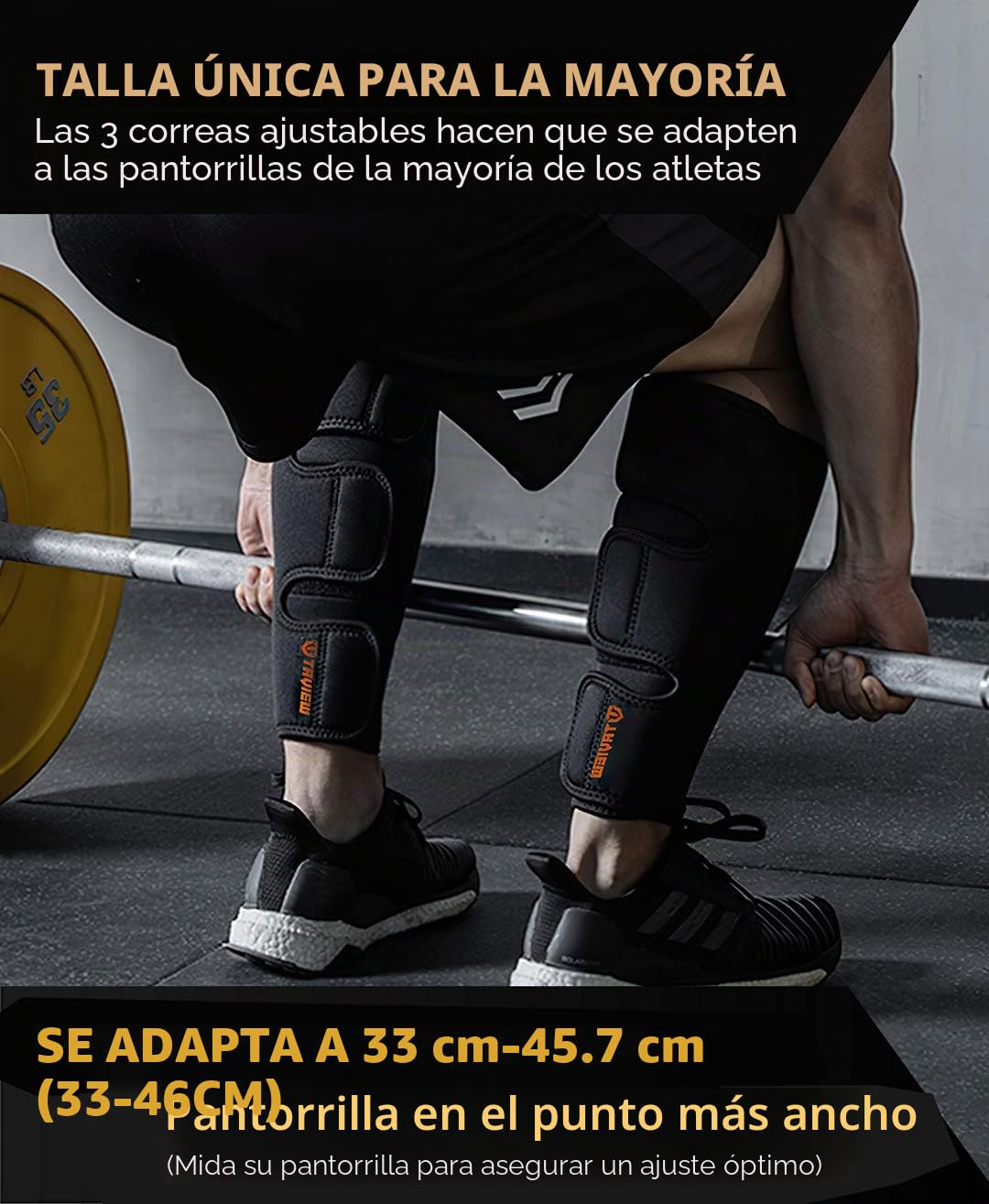 Espinilleras de levantamiento de pesas, soporte de pantorrilla, neopreno de 5 mm de grosor para espinilleras EasyWear Deadlift, pantalones y mallas de entrenamiento