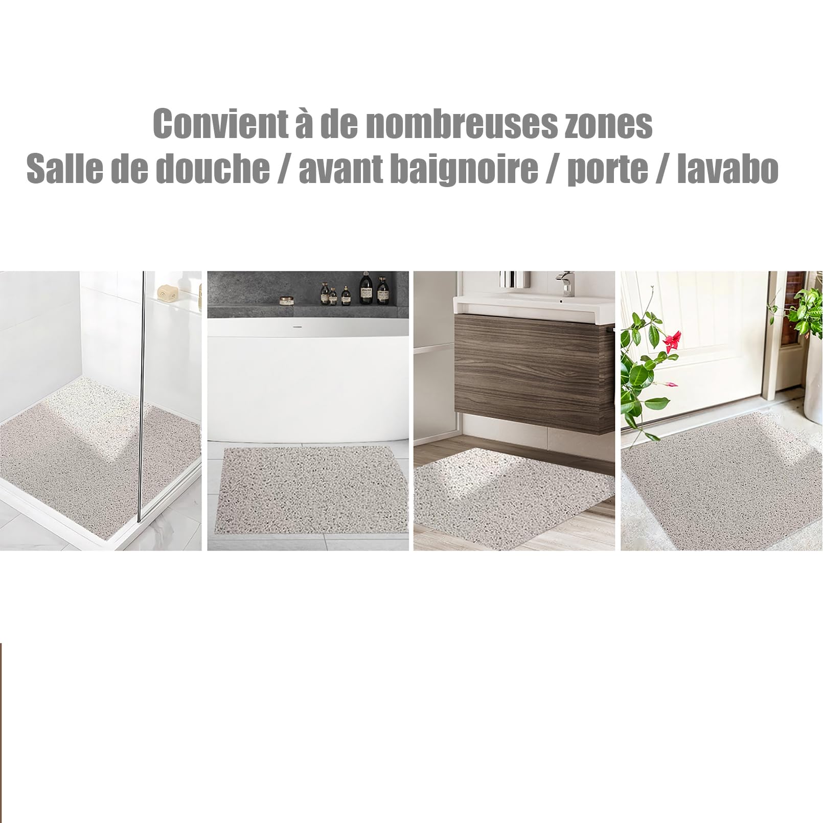 Tapis Baignoire antidérapant 80x120 Tapis de Douche antidérapant Tapis antidérapant Douche Simplicité Moderne PVC Doux et Confortable，Haute perméabilité