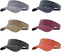 HCCFIT 6-Pack Adjustable Sun Visor Hats for Women & Men - Multicolor Breathable Cotton Visors for Beach, Golf, Hiking