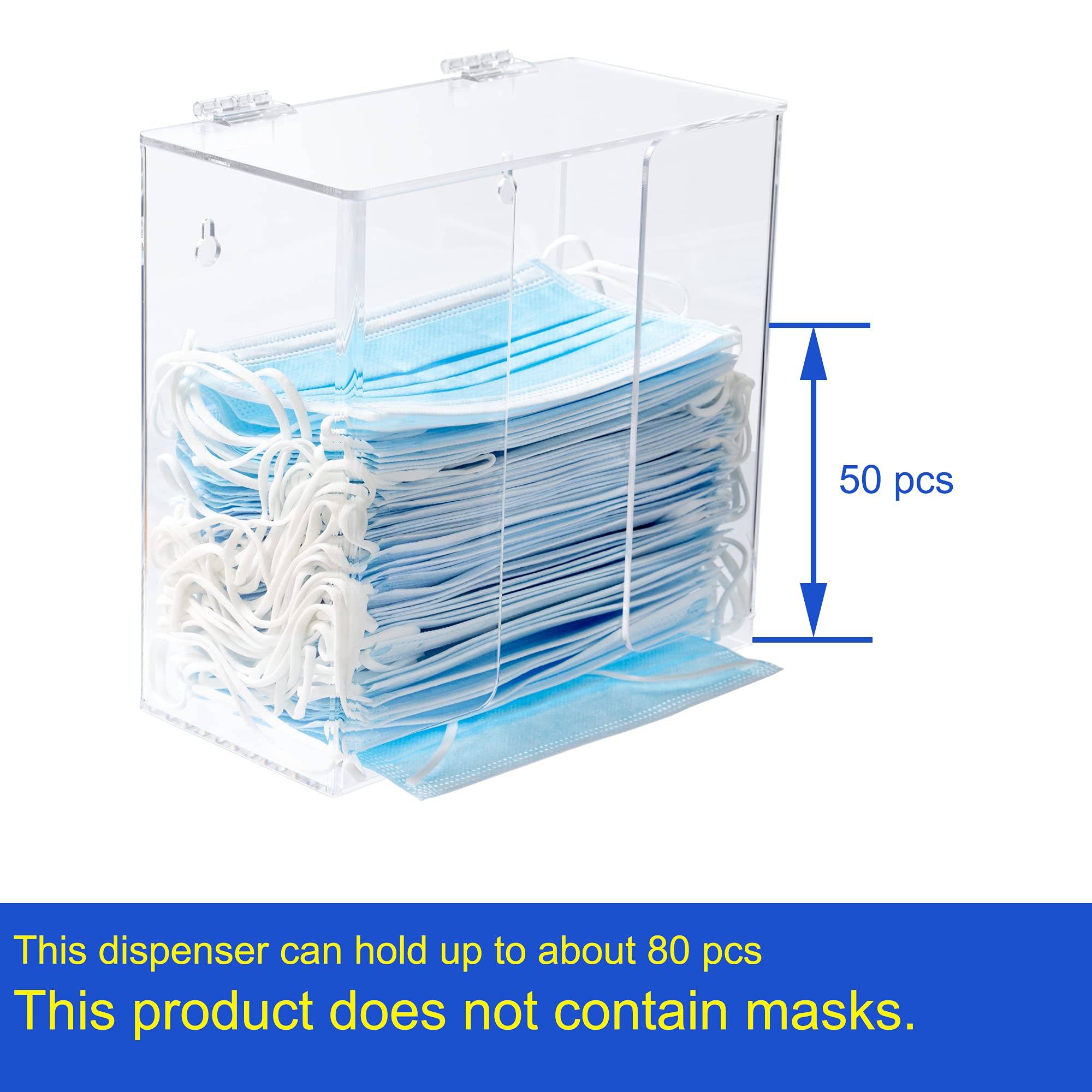 Caja dispensadora de máscara acrílica con tapa para bolsa desechable, cubierta de zapatos y redecilla, agujeros de montaje en pared o soporte de mesa