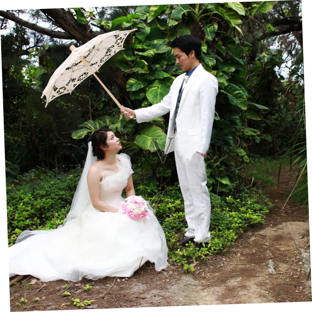 BESTYASH Wedding Umbrella Chinese Dance Umbrella Wedding Décor Unbrella Girl Photo Lace Decor