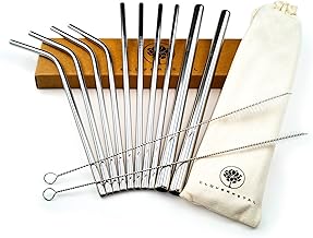 Reusable Stainless Steel Metal Drinking Straw Set for Tumbler (Includes Thick Straw for Boba Bubble Tea and Smoothie) | Paille réutilisable en Acier inoxydable