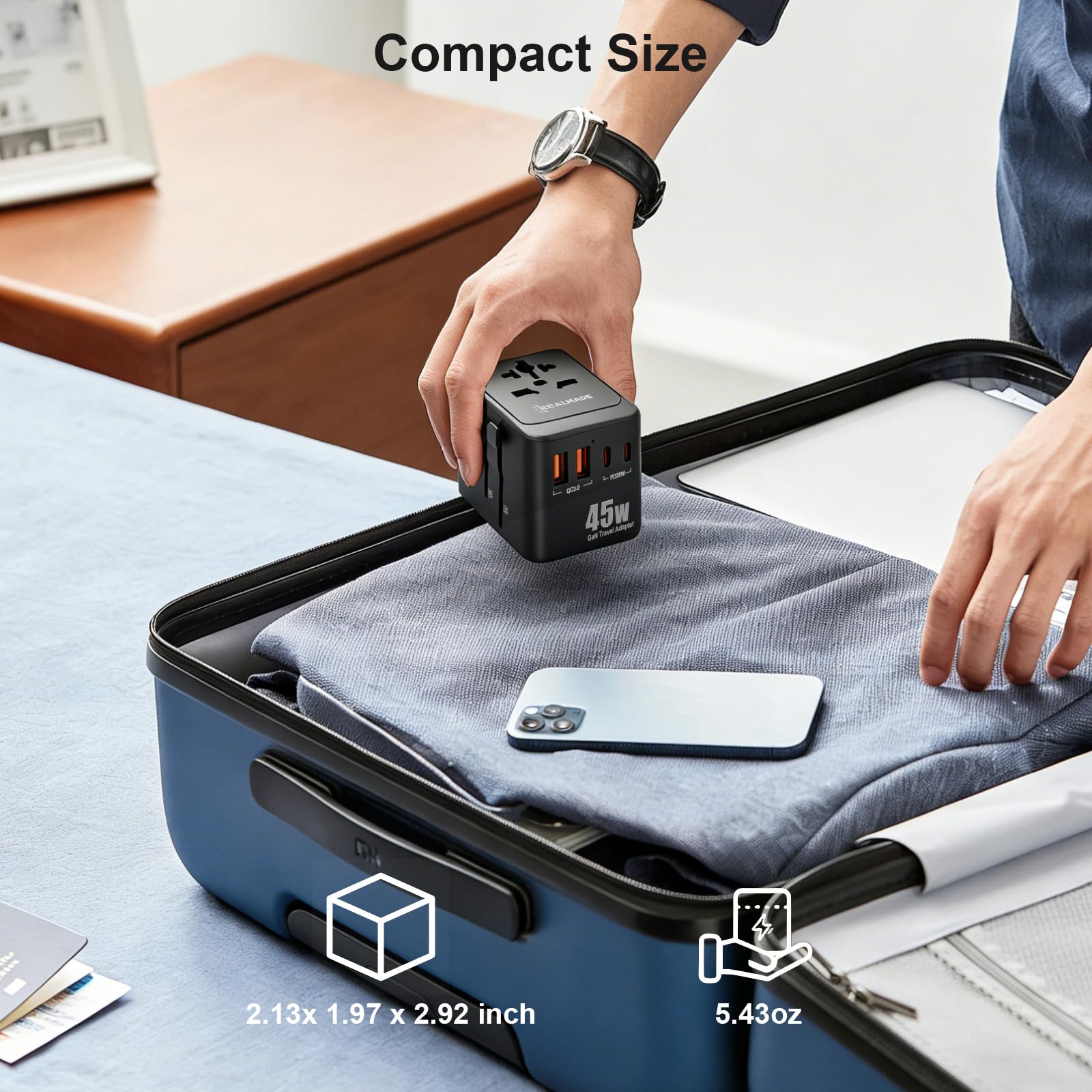 Adaptador Internacional 45W Negro