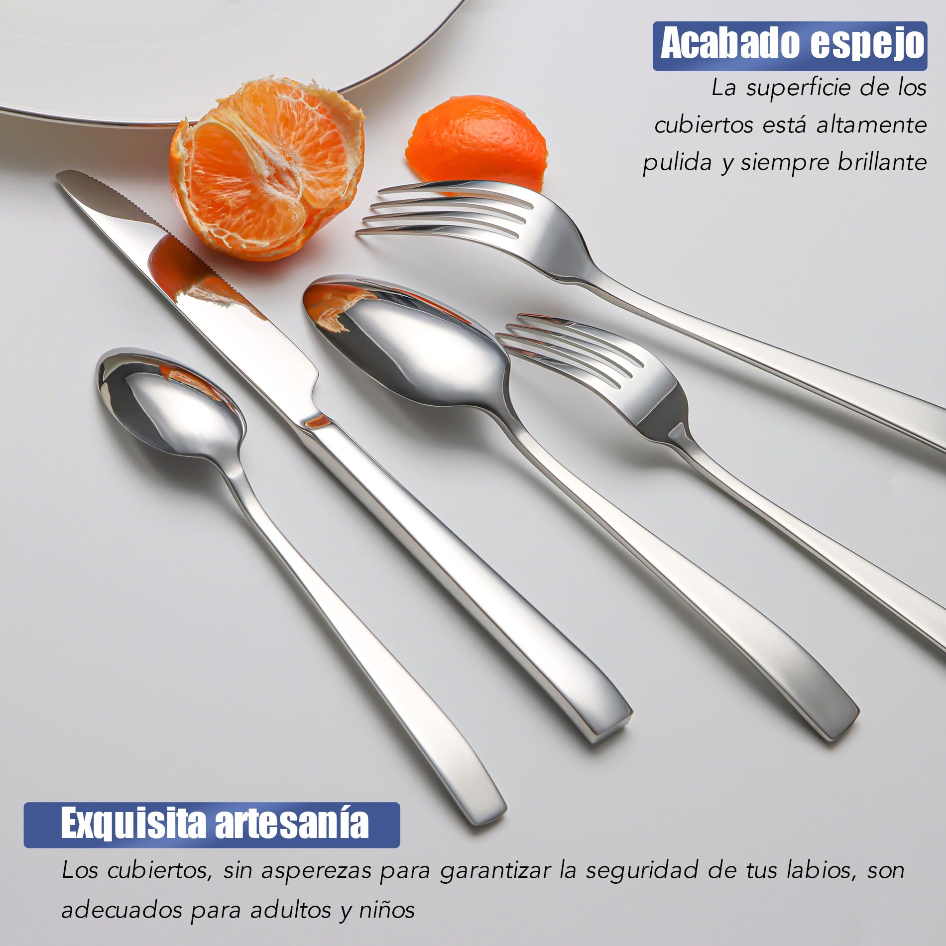 Cuberterias completas 6 personas, EIUBUIE juego de cubiertos, 30 piezas | mangos únicos, agarre uniforme, pulido espejo, cubiertos acero inoxidable, apto para lavavajillas, cuchillo cuchara tenedor