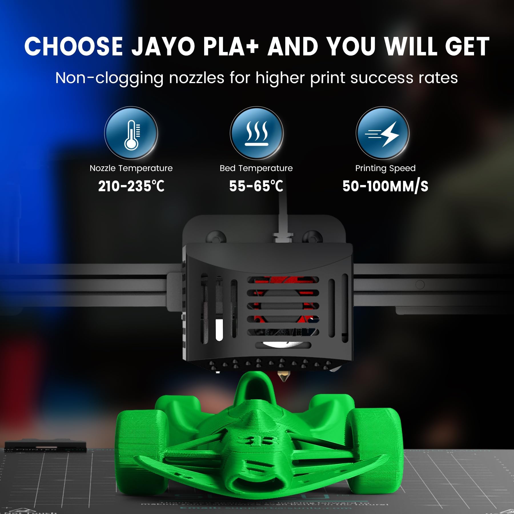 JAYO Filamento PLA+, 1,75 mm, nero, 4,4 kg, PLA Plus, filamento per stampante 3D, indurente e resistente, materiali di stampa 3D, precisione di misurazione +/-0,02 mm, 4 kg/4 spool