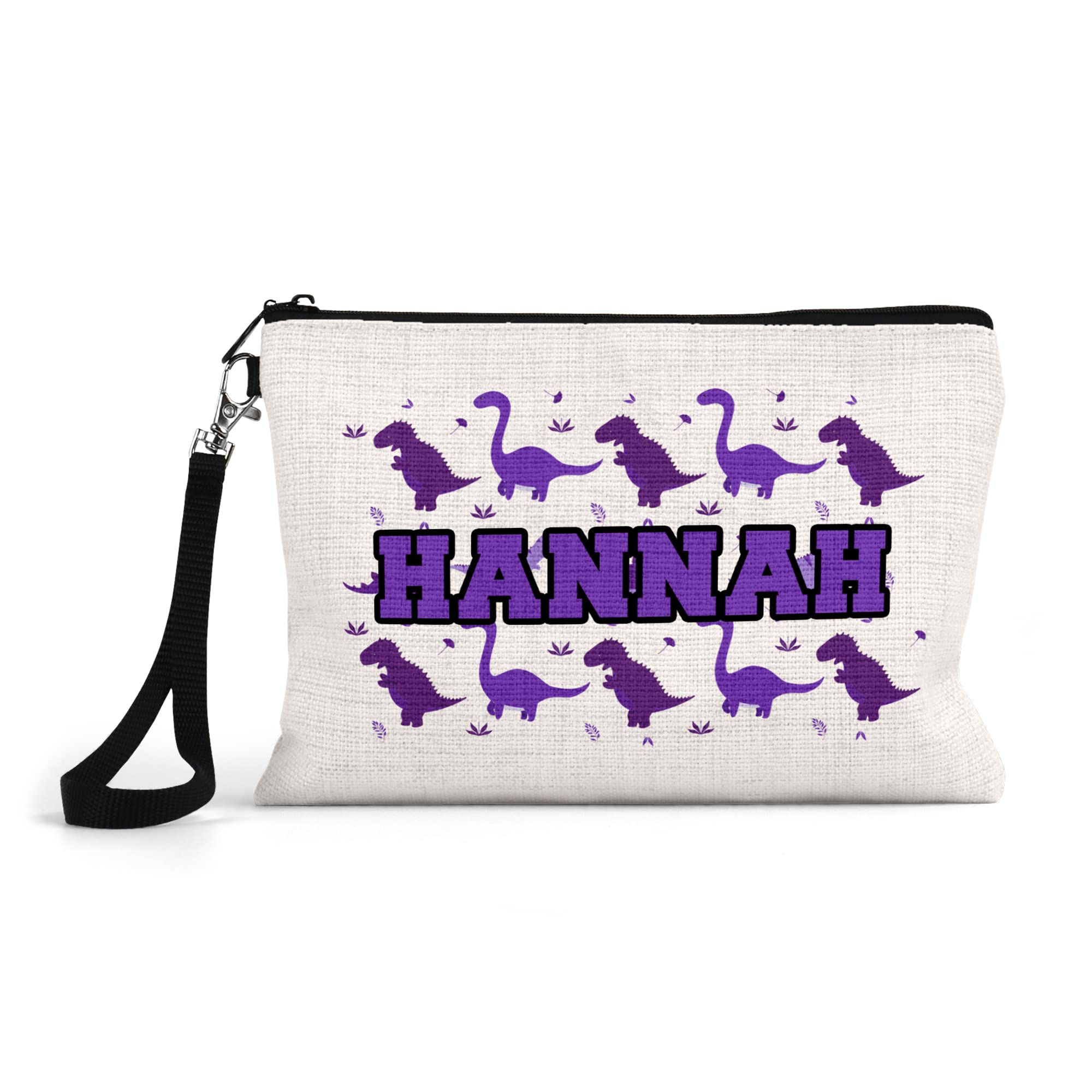 Print Maniacs Personalised Dinosaur Large Pencil Case Canvas Kids Boys Girls Back to School Office Stationary Make Up Organizers Bag (Purple, Add Name)