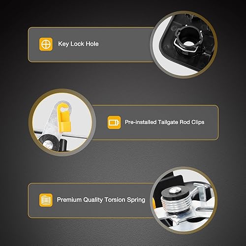 Vista 4 de Gledewen Manija de puerta trasera con cerradura para Toyota Tundra 2007-2013 Reemplaza# 69090-0C040, 690900C040, 81213 Negro