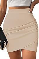 PinkQueen High Waisted Tulip Hem Mini Skirt for Women - Ruched Asymmetrical Bodycon Pencil Skirt for Date Night & Parties