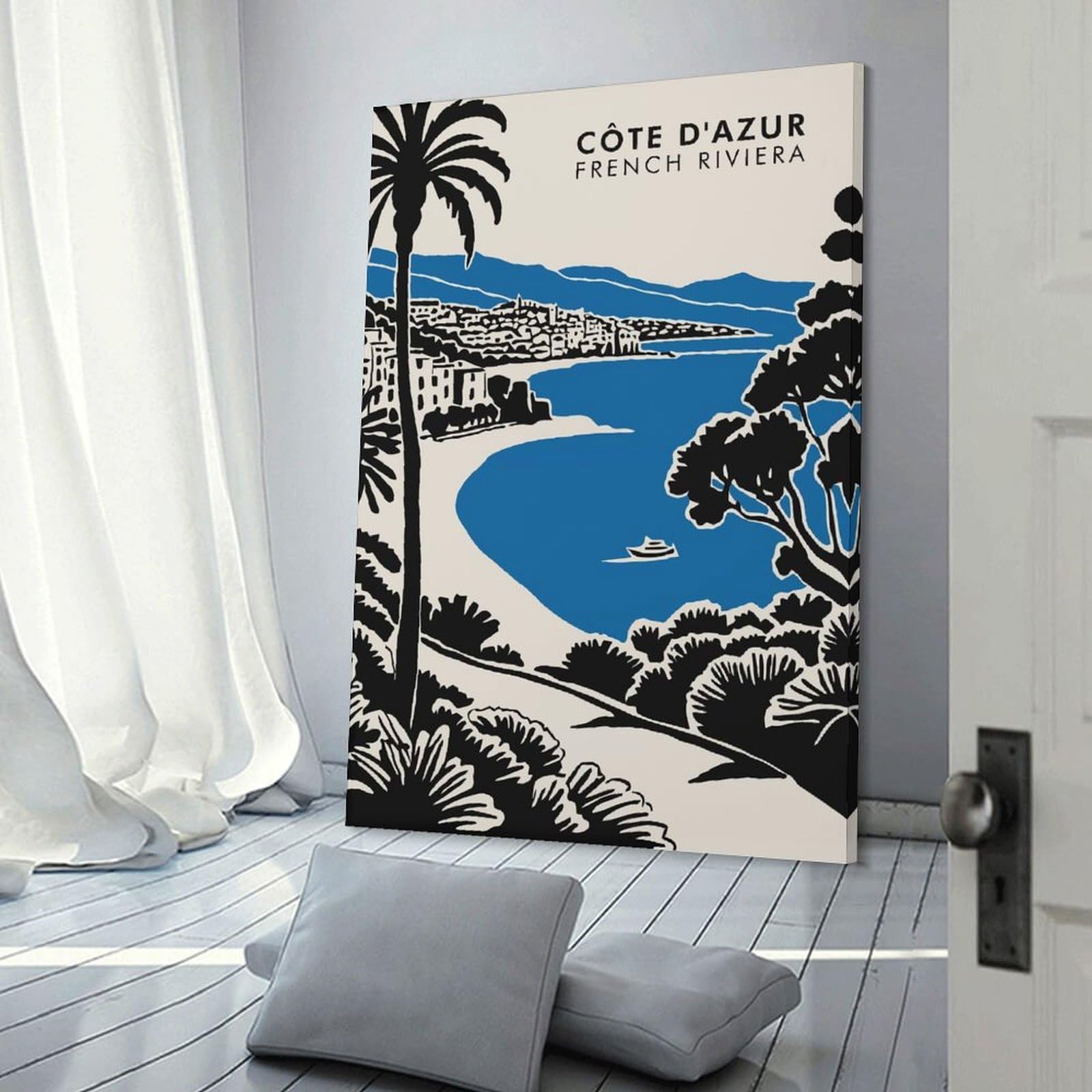 Junmoney Côte DAzur French Riviera Travel Canvas Wall Decor 24x36inch(60x90cm), for Workspace Walls, Study Corners Or Bedrooms, Decorative Artwork for Productive Spaces