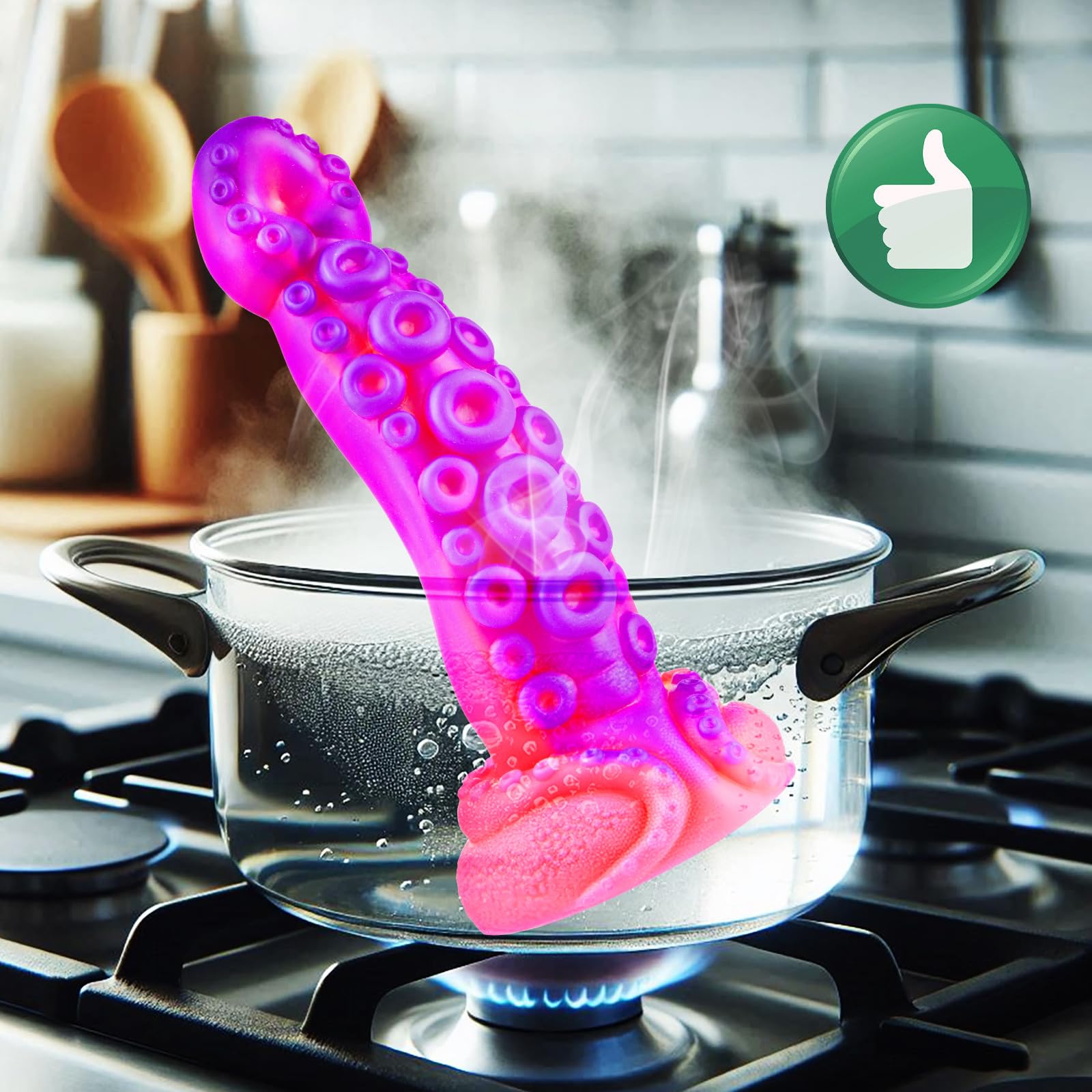 2" Diameter Silicone Tentacle Fantasy Monster Dildo for Women Men, 8 Inch Extra Huge Large Thick Anal Dildo with Suction Cup, Giant Octopus Alien Pink Purple Colorful G-spot Dildos Strap On Sex Toy
