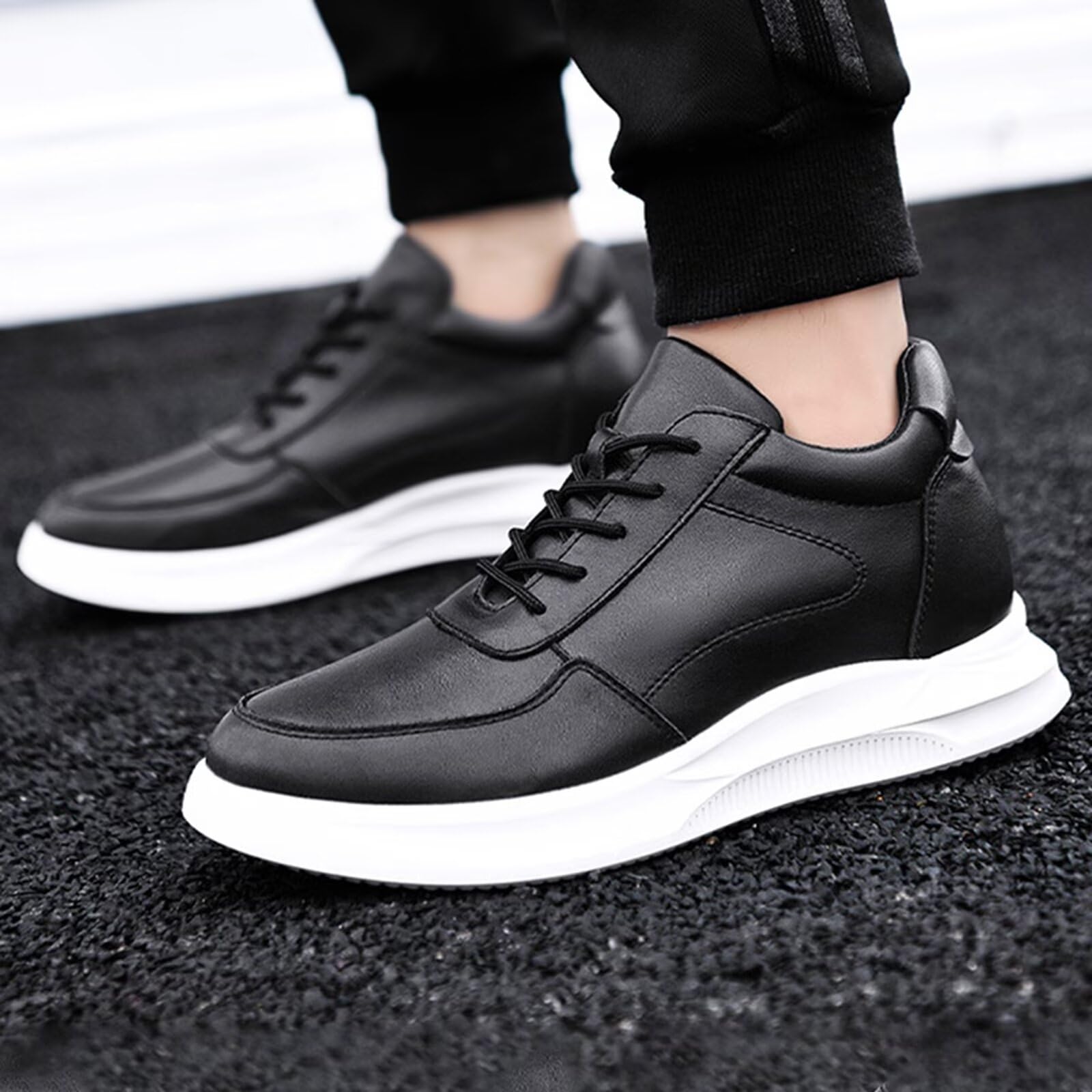Scarpe rialzanti Invisibili da Uomo con Rialzo - Scarpe da Ginnastica Eleganti alla Moda con Lacci 2,36'' Casual Passeggio