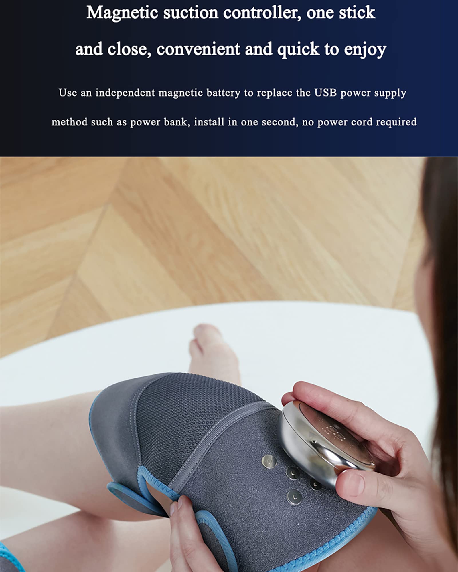 Ginocchiera per Massaggio riscaldato Portatile Spalla Attrazione Magnetica Supporto per avvolgimento Elettrico Massaggiatore per Ginocchio Regolabile a 3 Marce per alleviare Il Dolore