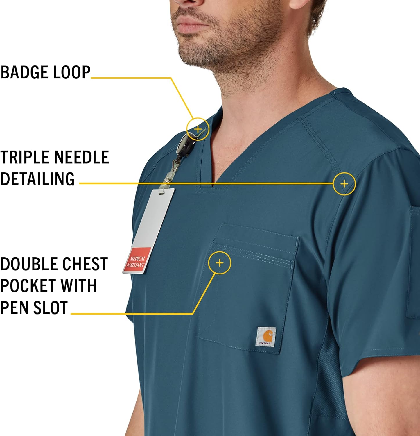 Carhartt Scrubs C15106 Men's Force® Modern Fit Twill Chest Pocket Top XX-Large Caribbean Blue - Image 4