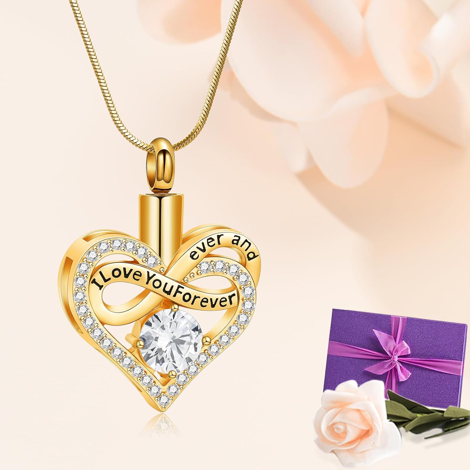 Minicremation Urn Necklace for Ashes Infinite Heart Urn Pendant I Love You Forever Cremation Pendant for Women Ashes Necklace Keepsake Memorial Ash Jewelry - Image 4