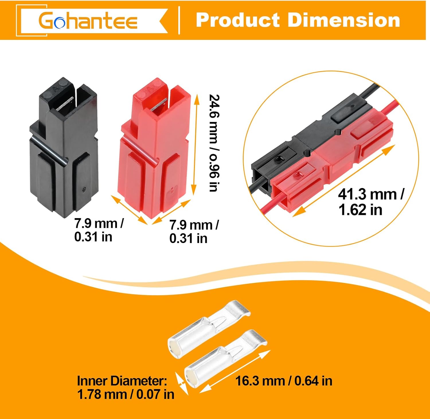 gohantee 15Amp Power Battery Connectors Compatible with Andersons Powerpoles Connectors, Battery Connector Modular Power Connector Set, Quick Disconnect Terminals Connectors 15A 14-20AWG, 40PCS/20Pair