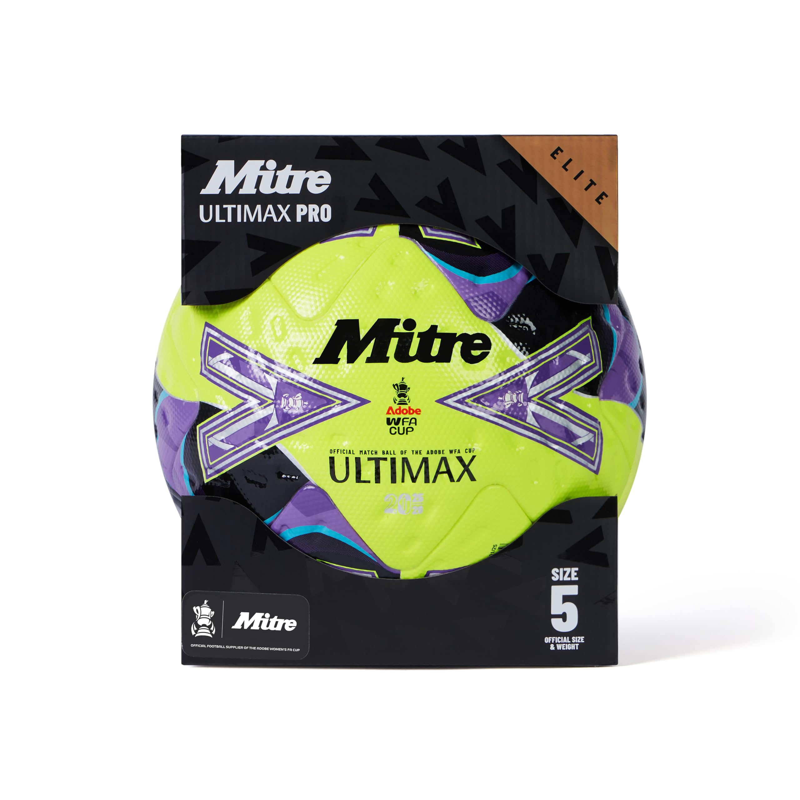 Mitre WFA Cup Main R Ultimax Pro2526 Fútbol para Unisex Adulto, Verde/Púrpura/Negro, 5