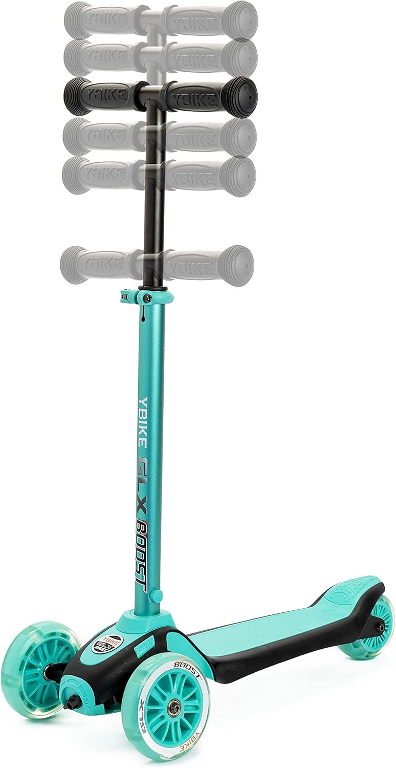YBIKE GLX Boost Scooter with Adjustable Steering and Handlebar Height for Kids