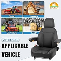 Vista 7 de TICSEA Asiento universal para carretilla elevadora, asiento de tractor con cinturón de seguridad retráctil y respaldo ajustable, reposacabezas