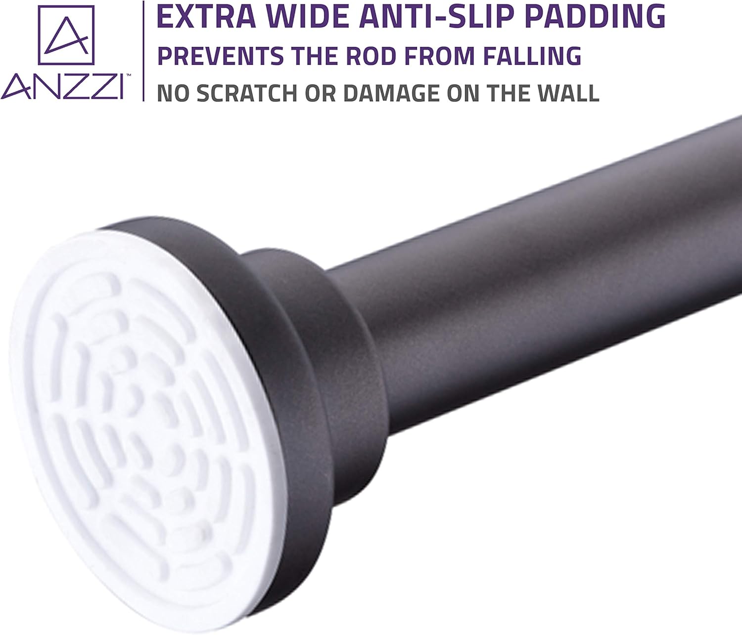 ANZZI 48-88 Inches Shower Curtain Rod with Shower Hooks in Oil Rubbed Bronze, Adjustable Tension Shower Doorway Curtain Rod, Rust Resistant No drilling Anti-Slip Bar for Bathroom, AC-AZSR88ORB
