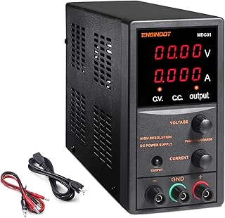 DC Power Supply Variable, ENGINDOT 30V 5A Adjustable DC Bench Power Supply with 4 Digit LED Display, Data Hold, Coarse and Fine Adjustment (10mV, 1mA) with 110V/45.3" Alligator Lead
