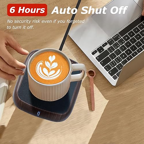 Miniatura 3 de PUSEE Plato calentador de velas grande con apagado automático de 6 horas, calentador de taza de café con 3 ajustes de temperatura, calentador de