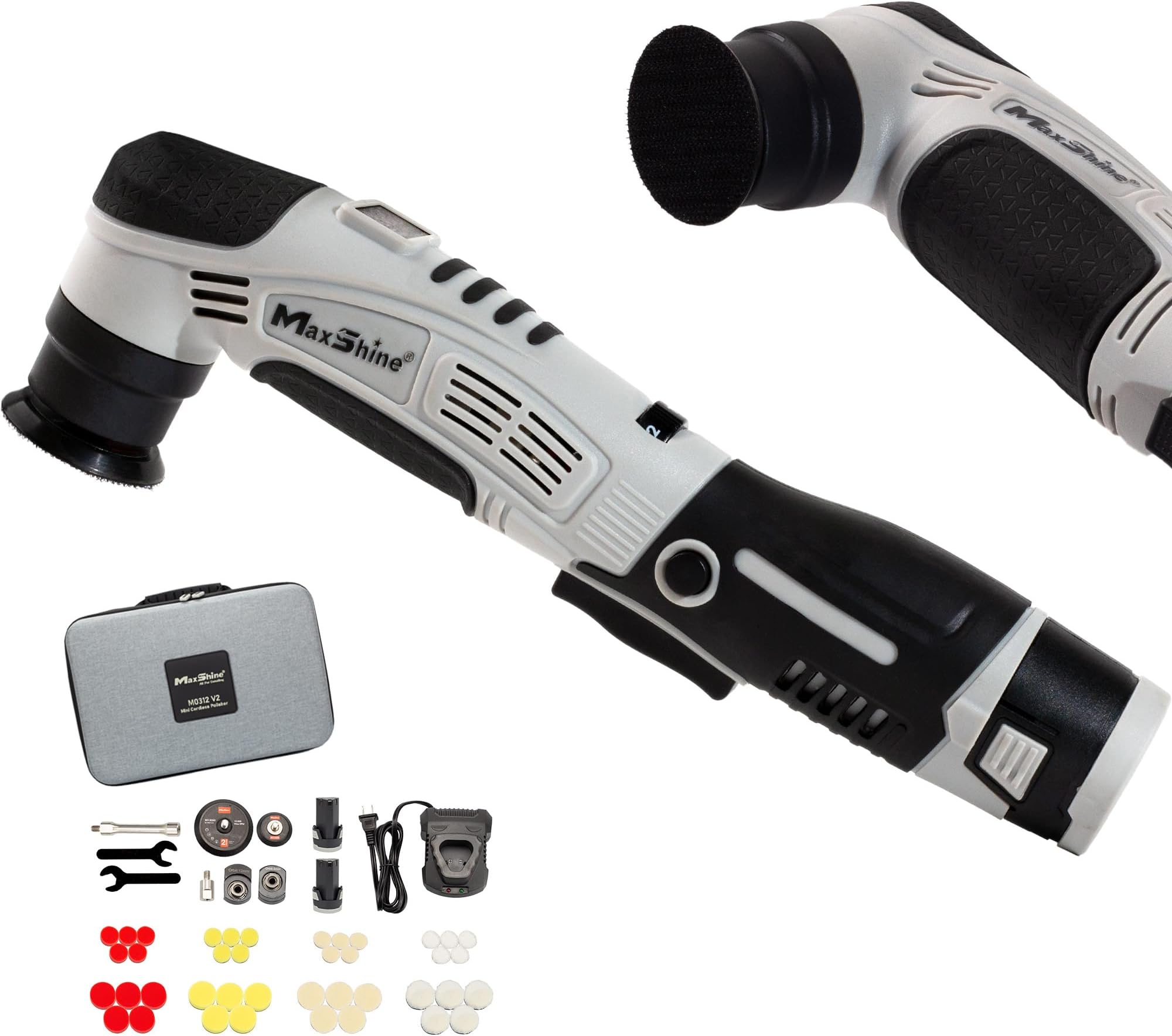 - Maxshine M0312 V2 Cordless Mini Polisher Car Buffer, 1.93 lb Lightweight DA & Rotary, 6-Speed Portable Detailing Tool for Scratch Repair, Swirl Removal, Paint Correction, Waxing & Gloss Protection
