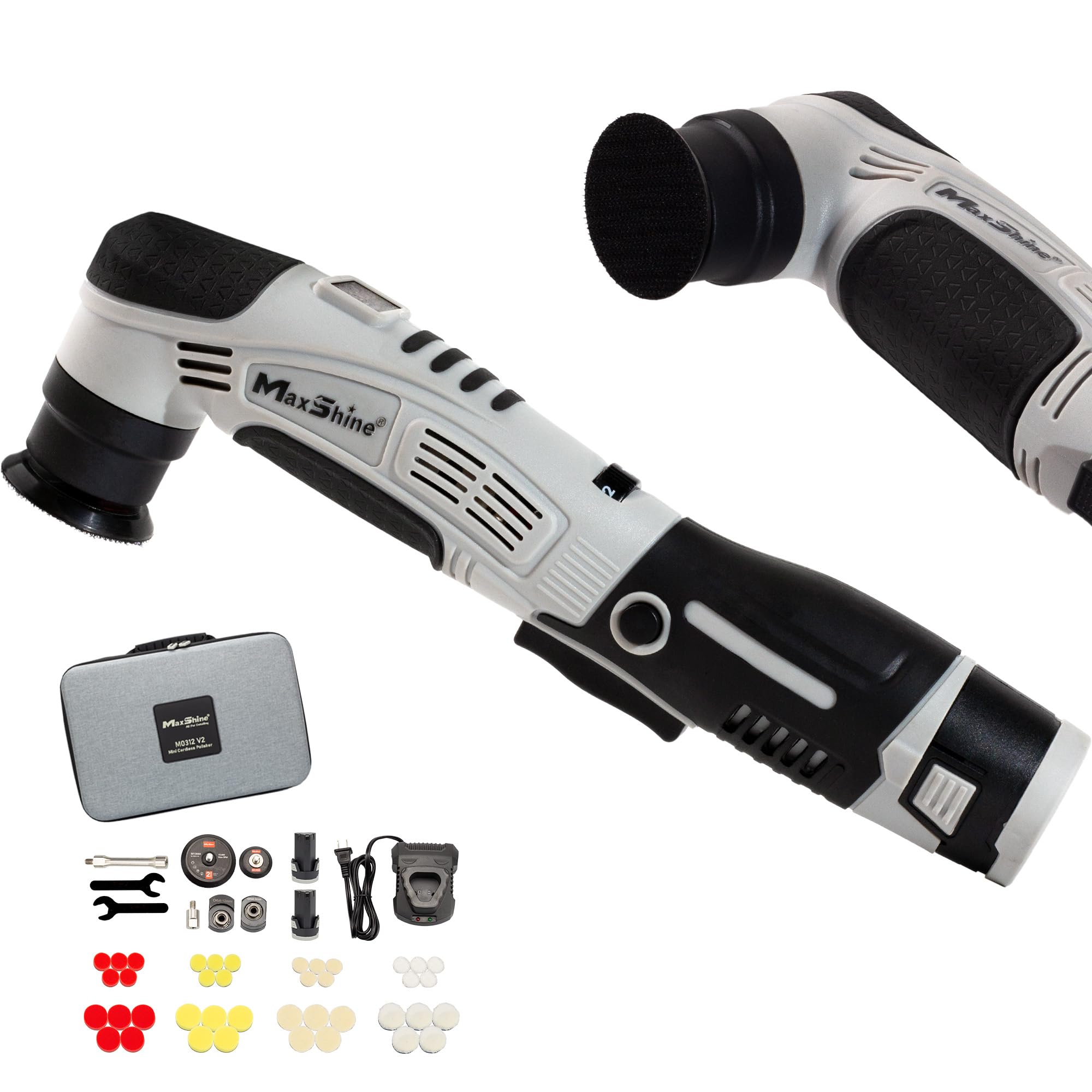 Maxshine Professional Portable Cordless Polisher (M0312 V2) - Portable, Lightweight (1.93 lbs), 6-Speed DA/Rotary Polisher for Auto Detailing, Scratch & Swirl Repair, Paint Protection, Gloss & Shine