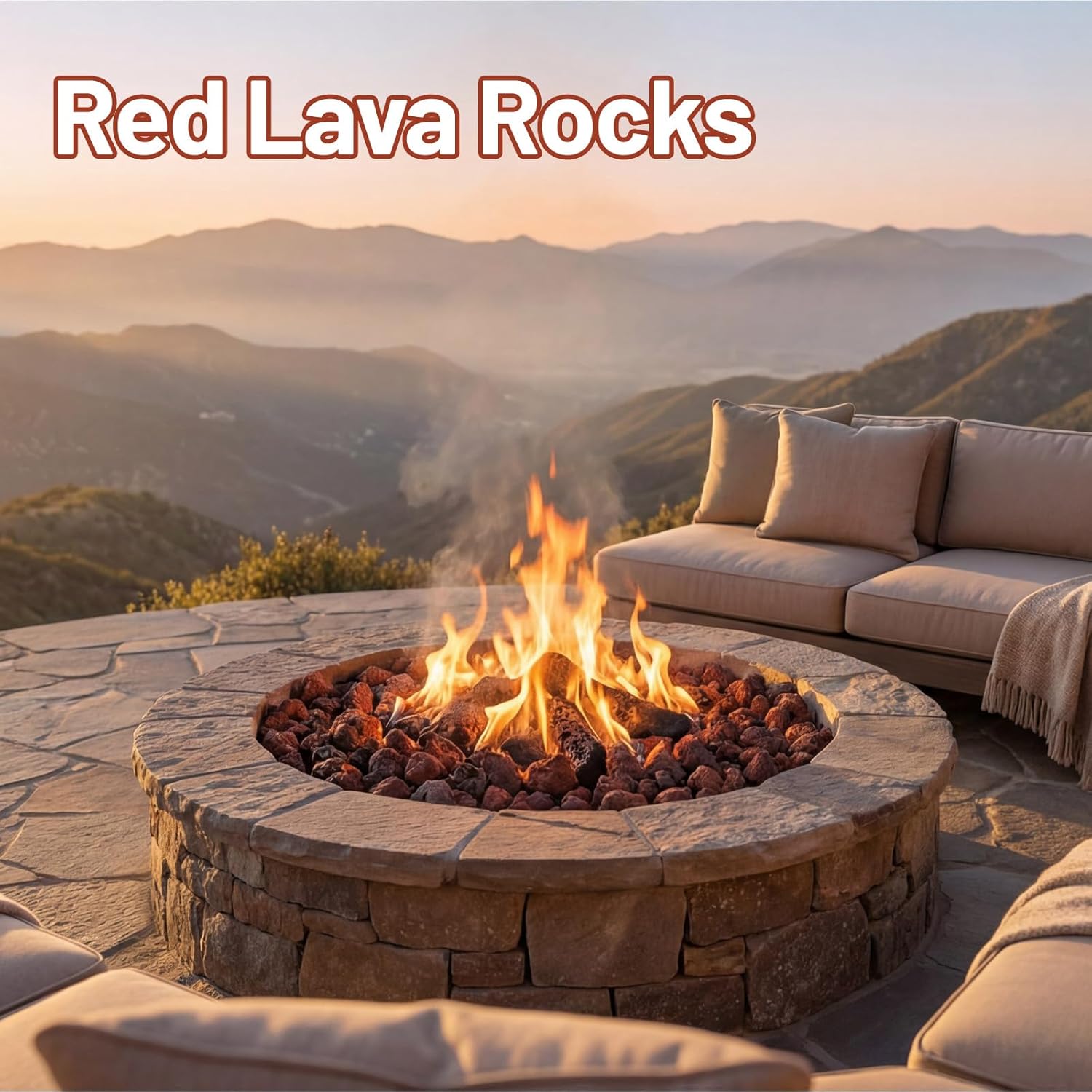 20 Pounds Red Lava Rocks for Fire Pits, Fireplaces, Perfect for Gas Log Sets, Gas Grills, Landscape Design, 0.8-1.2 Inch, Suitable for Both Indoor and Outdoor Applications