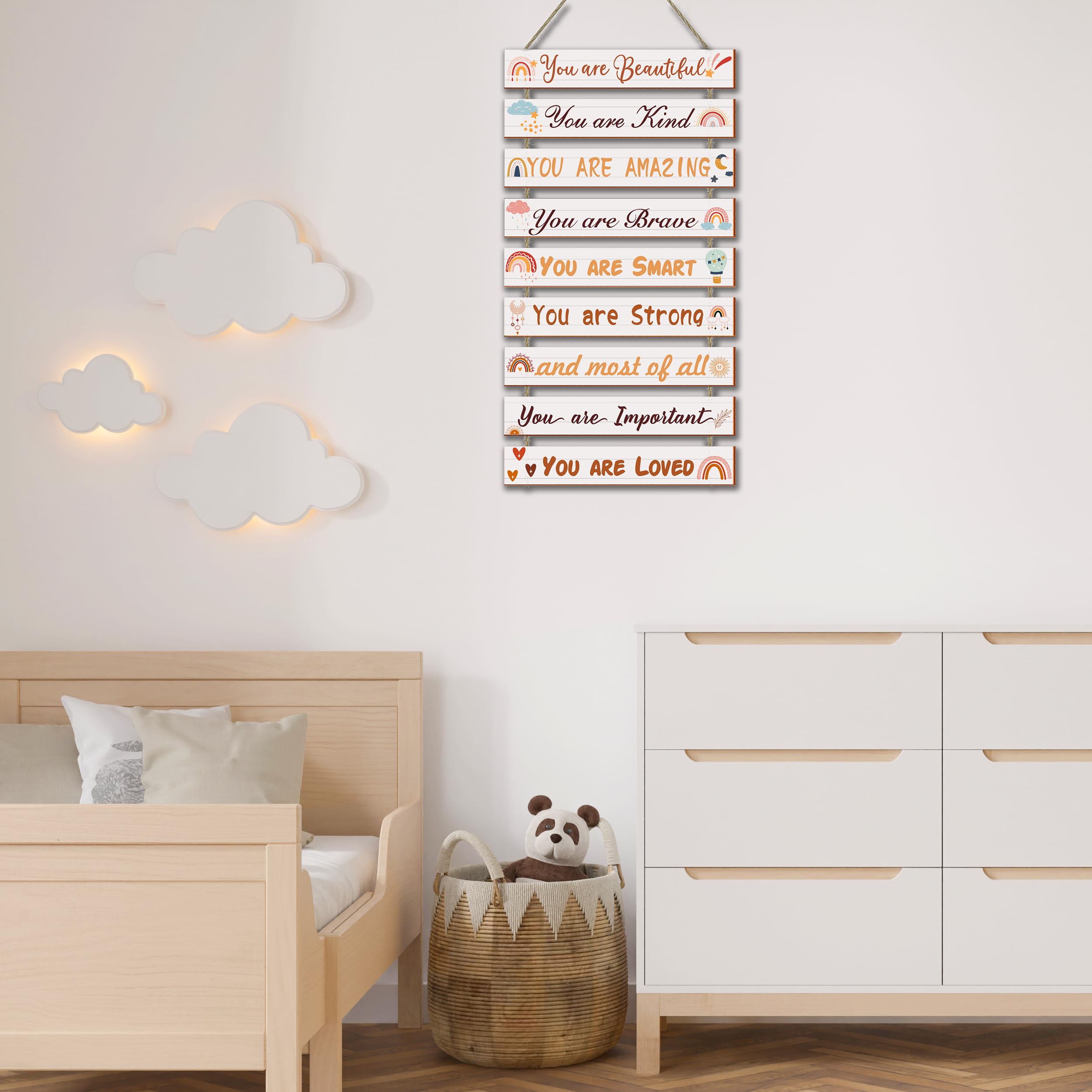 Butterfly Room Decor For Girls - Set Of 9 Inspirational Wall Plaques With Rainbow & Quotes - View #5