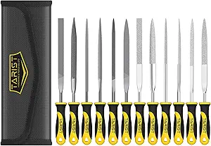 12PCS Needle File Set with Tool Bag, Small File Set Includes 6pcs Jewlers Files & 6 Steel Files for Metal, Jewlers, Wood, Leather and Plastic