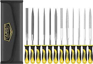 12PCS Needle File Set with Tool Bag, Small File Set Includes 6pcs Jewlers Files & 6 Steel Files for Metal, Jewlers, Wood, Leather and Plastic