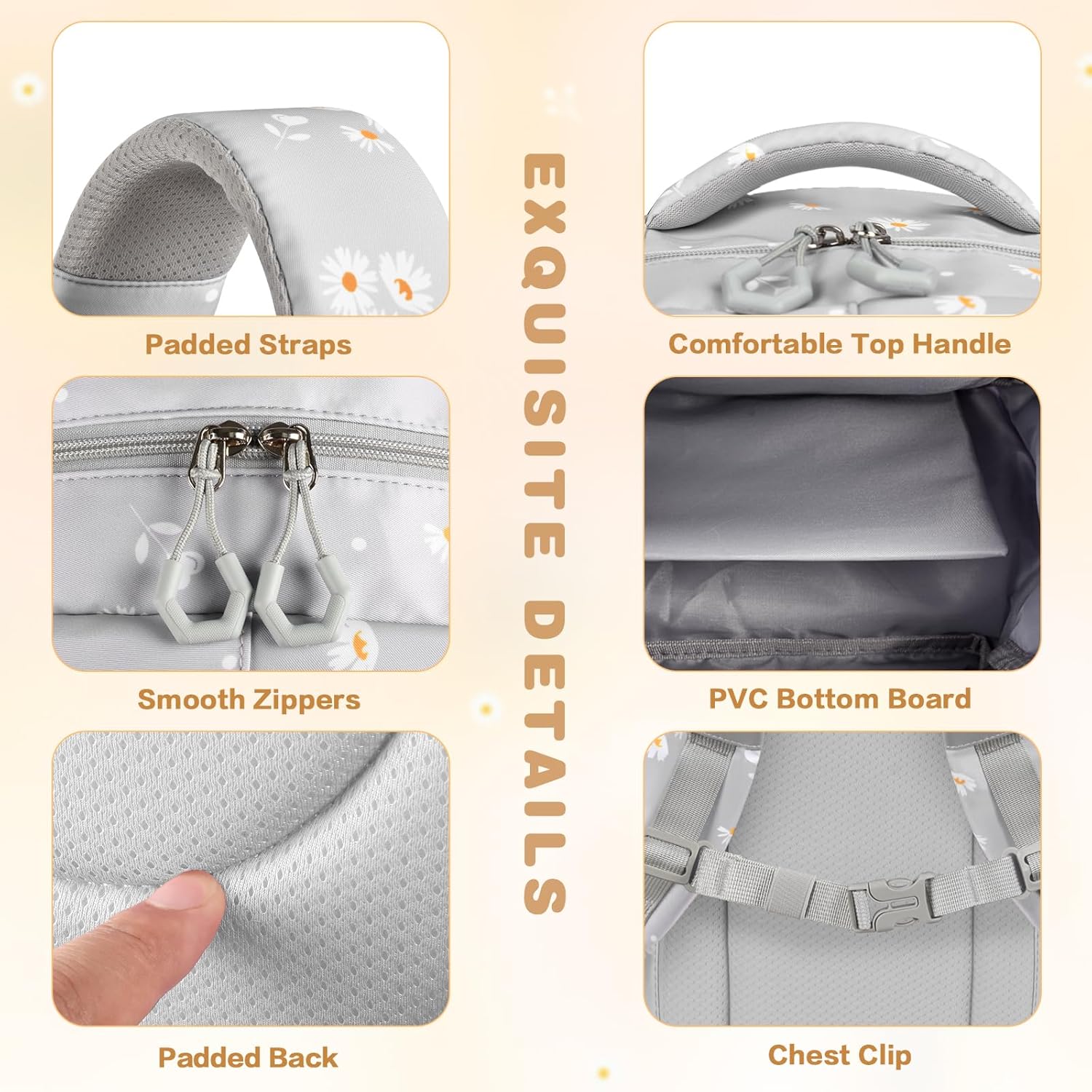 Daisy Backpack for Girls 3 Pcs Set with Lunch Box & Pencil Pouch Kids Bookbag for Teen Girl Elementary Primary Middle School Students Book Bag Kawaii Ita Backpack - Image 5