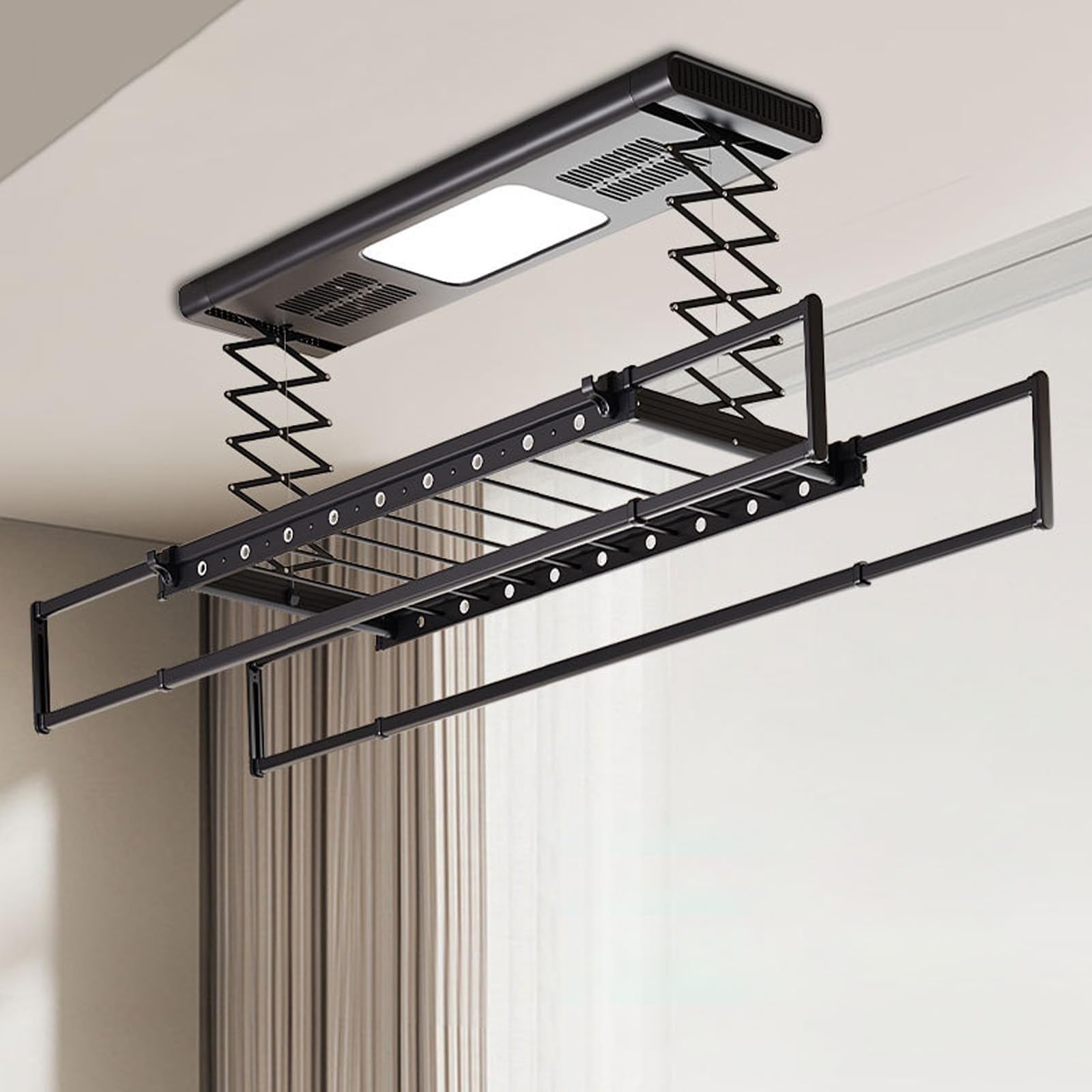 Cedoto elettrico a soffitto Creatrice di asciugatura con luce remota e LED, linea di lavanderia retrattile, lega di alluminio di carico di 45kg, altezza regolabile per il balcone, organizzatore di spa