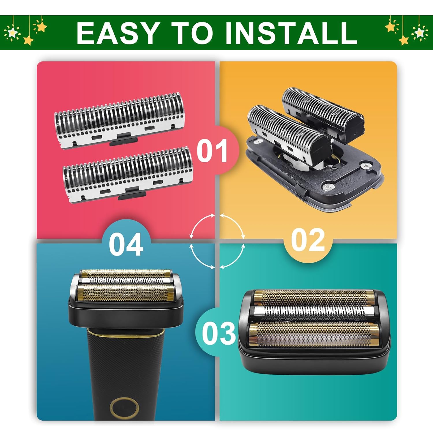 Shaver Replacement Foil and Inner Cutters Compatible with Andis 17300 reSURGE Electric Shaver,Black (2 Pack)