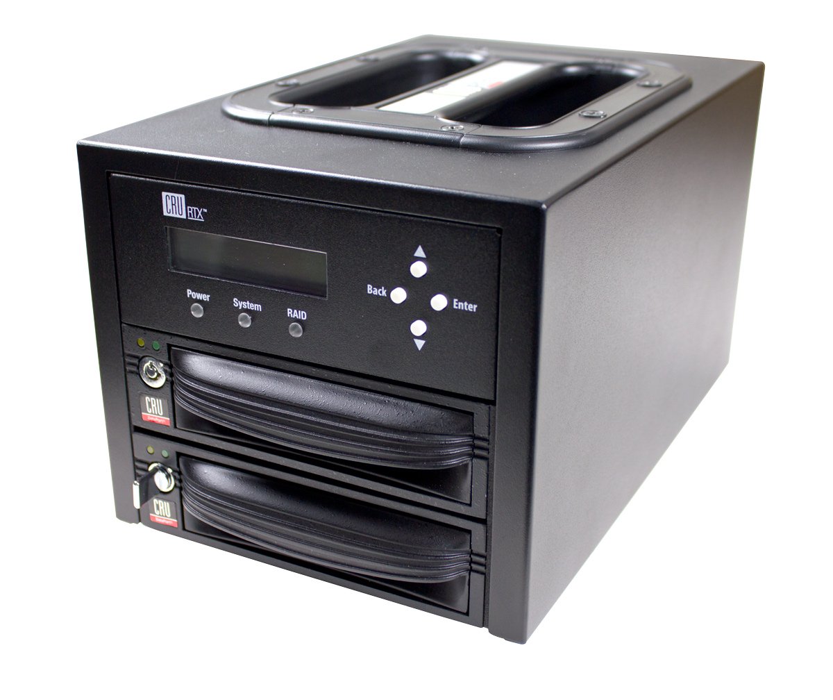 CRU DataPort Wiebe Tech RTX221-QR External Hard Drive with 2 DP10 Removable Bays and RAID 0/1, FW800/FW400/eSATA/USB2