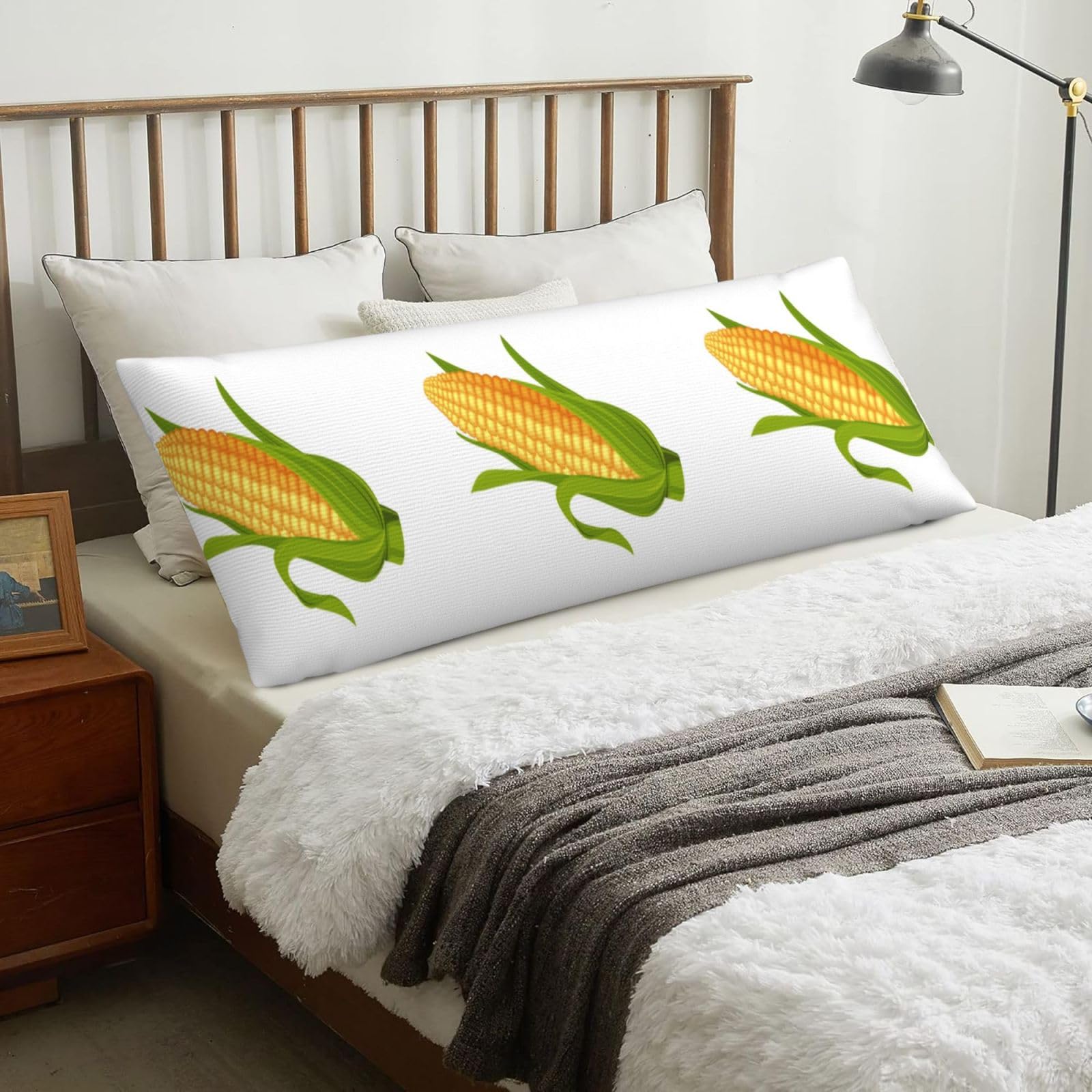 Fresh Ripe Corn Cobs Pattern, Body Pillow Cover with Zipper,Long Body Pillowcase 20 x 60 in