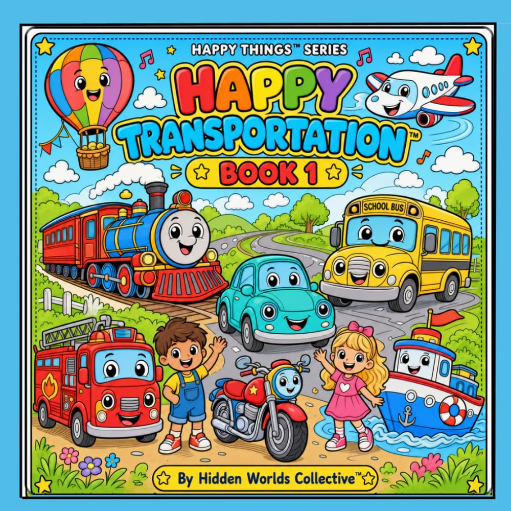 Happy Transportation: A big bold coloring book for kids ages 3 - 8 (Happy Things)