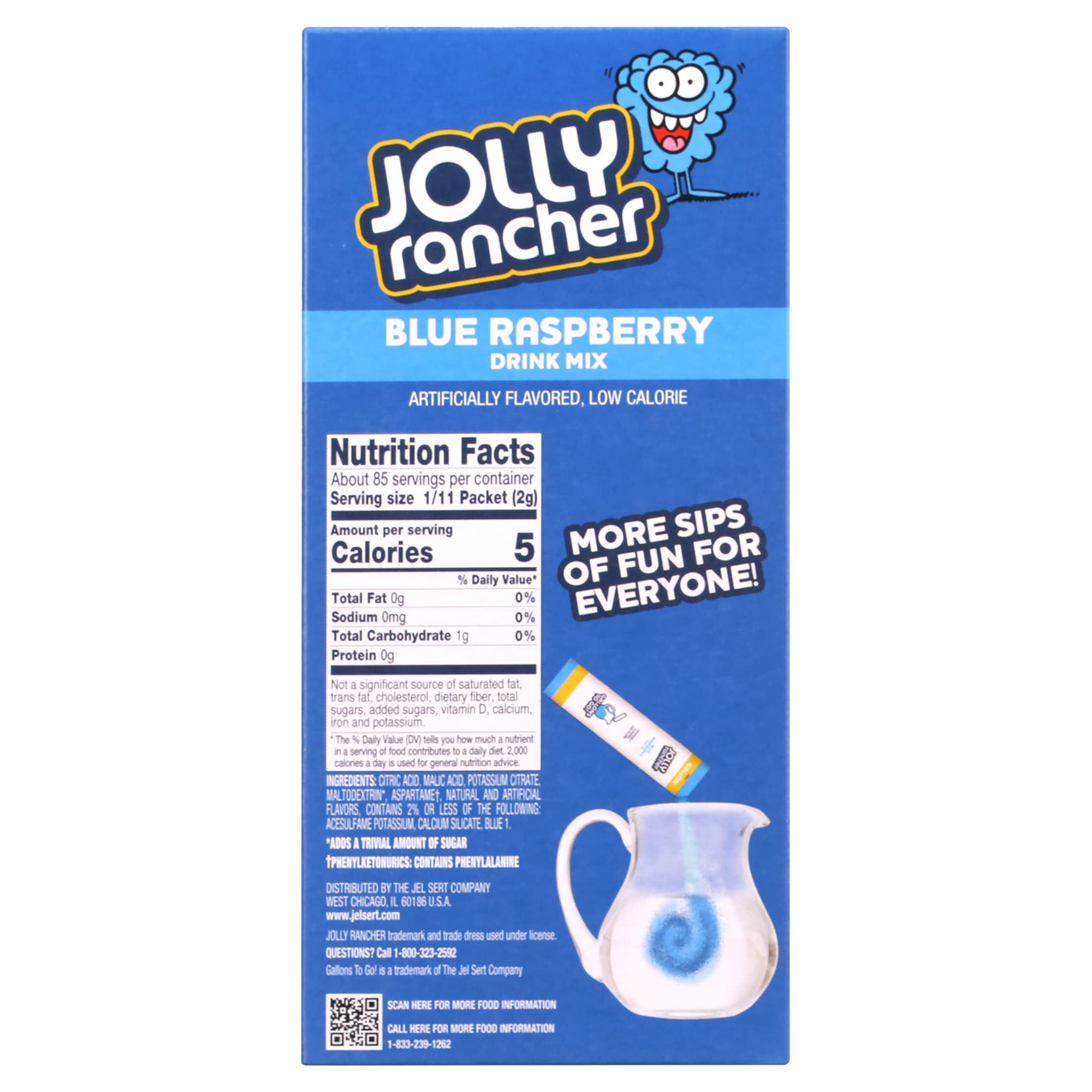 Jolly Rancher Blue Raspberry 1 Gallon Drink Mix, 1.55 OZ, 8 CT (3) Buy Online in INDIA at