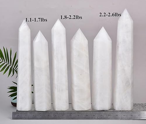 Miniatura 3 de Torre de cuarzo de cristal blanco Obelisco Varita de piedra de cristal curativo grande Reiki Meditación Regalos 1.1-1.7 libras